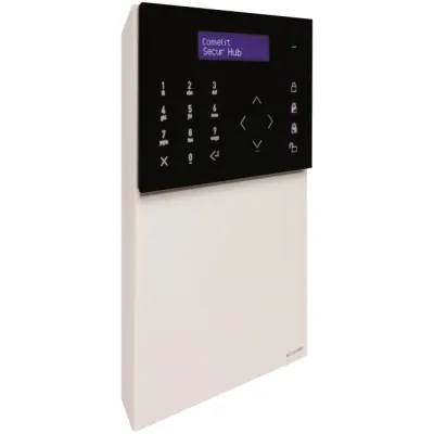 Comelit Funkzentrale HUB32LCD Einbruchmeldezentrale | 32 Funk-Zonen | WLAN & LAN | SecurHub | bidirektional | Weiß