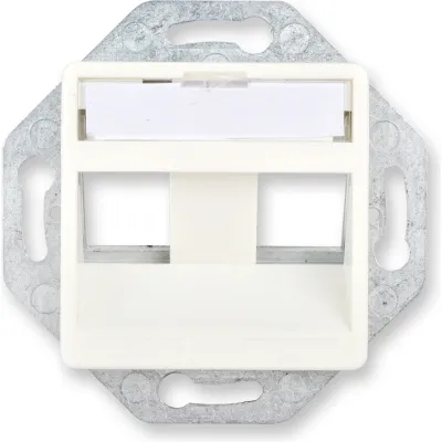 Corning Rahmenset 50x50 mm | Kommunikationsdose Kupfer | 3 Keystone Module | Schrägauslass | weiß RAL 9010