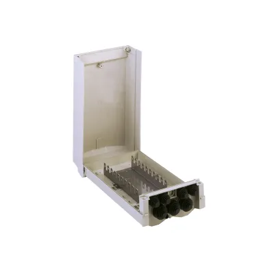 Corning Leergehäuse DDB100 DE620036868 | Verteilerkasten IP54 für 10 LSA-PLUS-Leisten | Aufputz | Kunststoff | grau