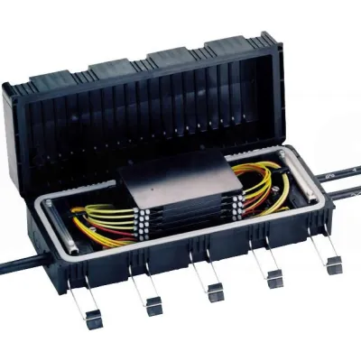 Corning LWL-Muffe S45754-A3-A16 | Glasfaser Verbindungs- & Abzweigmuffe | bis 60 Spleiße | Silikondichtung | schwarz