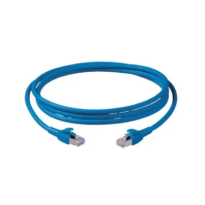 Corning Patchkabel Cat.6A S500 4m CCAAGB-G2002-A040-C0 | S/FTP | RJ45 Stecker | PiMF | flammwidrig | FRNC | blau