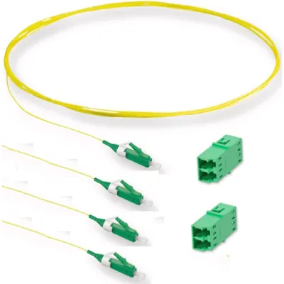 Corning LWL-Pigtail Set BAT-PSY-22RT | LC/APC 4x Aderpigtail | 2x LC Duplexkupplung | Singlemode OS2 | grün