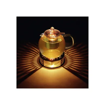 CREANO Stövchen Edelstahl | Teewärmer für Teekanne & Kaffeekanne | 16x16x6 cm | Geschenkverpackung | Silber