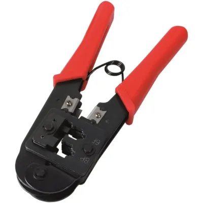 EFB Elektronik Crimpzange E-SK310 | RJ45 RJ12 RJ11 Modularstecker | Schneid- & Abisolierfunktion | Profi-Werkzeug