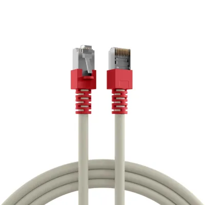 EFB Crossoverkabel K5450.5 | Patchkabel Cat.5e SF/UTP | 5m | RJ45 auf RJ45 | AWG26 | flammwidrig | grau, rote Tülle