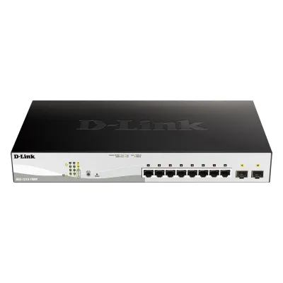 D-Link Gigabit Switch DGS-1210-10MP/E | 10-Port Layer 2 Smart Managed | 8x PoE+ (130W) | 2x SFP | 19 Zoll | Schwarz/Grau