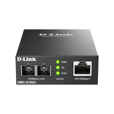 D-Link Medienkonverter DMC-G10SC/E | Gigabit Ethernet Konverter | 1000BaseLX SC Singlemode | max. 15km | schwarz