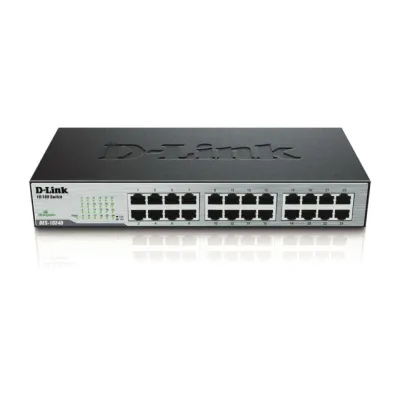 D-Link DES-1024D/E Fast Ethernet Switch | 24x RJ45 Ports | 10/100 Mbit/s | Unmanaged | Lüfterlos | Schwarz