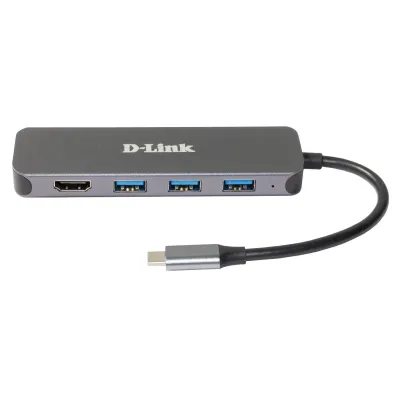D-Link USB-C Hub DUB-2333 | 5-in-1 | HDMI 4K | Power Delivery 60W | 3x USB 3.0 | Aluminium | Anthrazit
