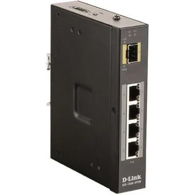 D-Link Industrial Gigabit PoE Switch DIS-100G-5PSW | 5-Port | 4x PoE+ | 1x SFP | 120W | Hutschiene | unmanaged | IP30