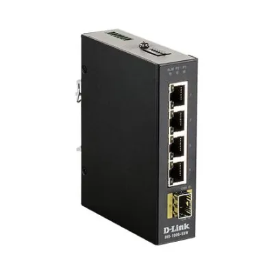 D-Link Industrial Gigabit Switch DIS-100G-5SW | 5-Port unmanaged | 4x RJ45 | 1x SFP | Metall | DIN-Hutschiene | IP30
