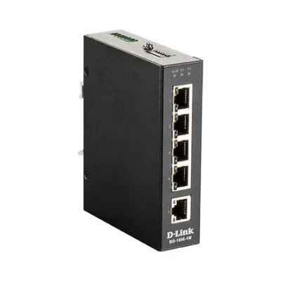 D-Link Industrial Switch DIS-100G-5W | 5-Port Gigabit Ethernet | Unmanaged Layer 2 | Hutschienenmontage | Metall
