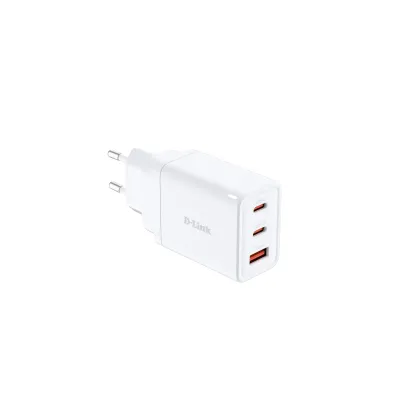 D-Link GaN Ladegerät DCP-651 | 65W Schnellladegerät | 2x USB-C, 1x USB-A | PD 3.0, QC 4.0 | weltweit einsetzbar | weiß