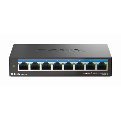 D-Link Switch Unmanaged DMS-108/E | 8-Port Multi-Gigabit 2,5G | lüfterlos | Metallgehäuse | Desktop | Plug & Play