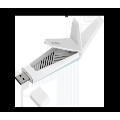 D-Link Wi-Fi 6 USB Adapter AX18U | AX1800 | Dual Band 2,4/5 GHz | MU-MIMO | WPA3 | USB 3.0 | klappbare Antenne | Weiß