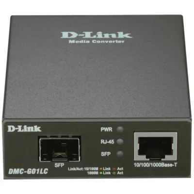 D-Link Gigabit Ethernet SFP Medienkonverter DMC-G01LC/E | 10/100/1000 Mbit/s | 1x RJ45 | 1x SFP-Slot | Standalone