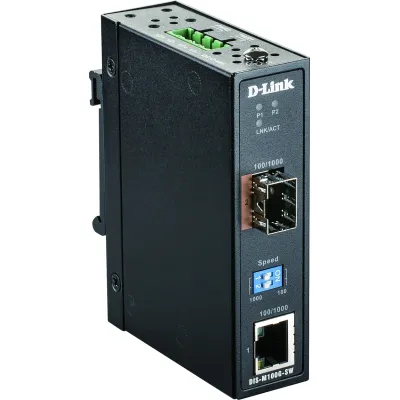 D-Link SFP Medienkonverter DIS-M100G-SW | Gigabit Ethernet 10/100/1000 Mbit/s | Industrie | unmanaged | IP30 | lüfterlos
