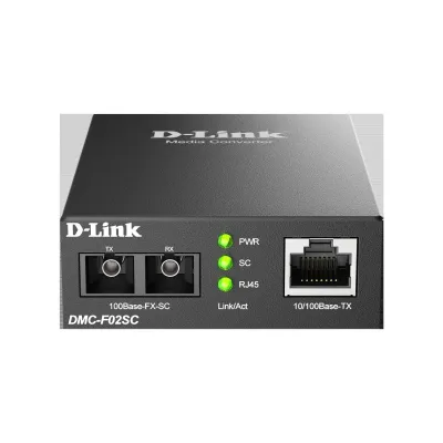 D-Link Medienkonverter DMC-F02SC/E | Fast Ethernet 10/100 Mbit/s RJ-45 zu 100 Mbit/s SC Multimode | max. 2km | Schwarz