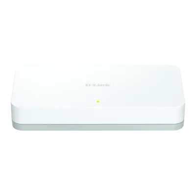 D-Link Gigabit Switch GO-SW-8G/E | 8-Port RJ45 | 10/100/1000 Mbit/s | Desktop | lüfterlos | Plug & Play | Weiß/Grau