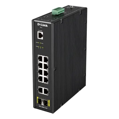 D-Link Netzwerk Switch DIS-200G-12S | 12-Port Gigabit Industrial | Layer 2 | 10x RJ45 | 2x SFP | Smart Managed | Metall