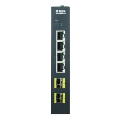 D-Link Industrial Gigabit Switch DIS-100G-6S | 4x RJ45 10/100/1000 | 2x SFP | unmanaged Layer 2 | Hutschiene | IP20