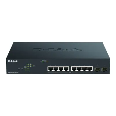 D-Link Gigabit Smart Switch DGS-1100-10MPV2 | 10-Port | 8x PoE+ 130W | 2x SFP | Layer 2 | Webmanaged | Metallgehäuse