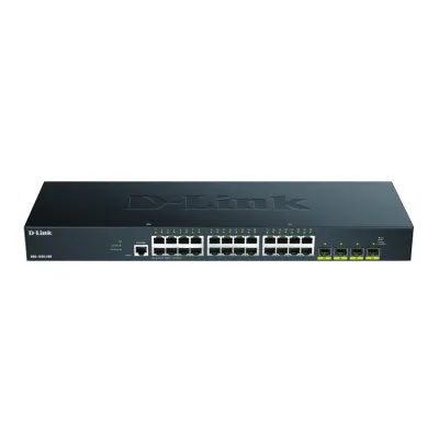 D-Link DGS-1250-28X/E Gigabit Switch | 28-Port | 24x RJ45 1G | 4x SFP+ 10G | Layer 2+ | Rackmount 19" | Metall | Schwarz