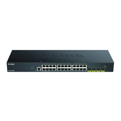 D-Link DGS-1250-28X/E Gigabit Switch | 28-Port | 24x RJ45 1G | 4x SFP+ 10G | Layer 2+ | Rackmount 19" | Metall | Schwarz