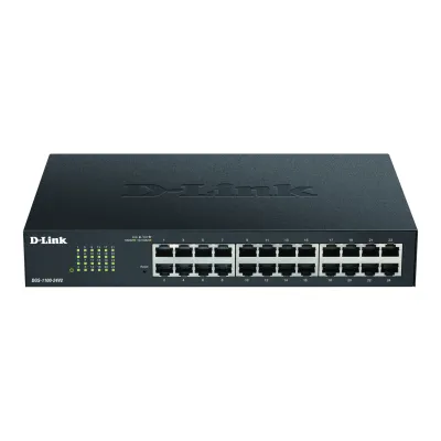D-Link Switch DGS-1100-24V2/E | 24-Port Gigabit | Smart Managed | Layer 2 | lüfterlos | 19 Zoll Rackmount | Schwarz