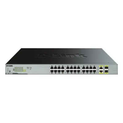 D-Link DGS-1026MP Switch | 26-Port Layer2 | Gigabit PoE+ | 24x RJ45 PoE | 2x SFP Combo | 370W | Rackmount | schwarz