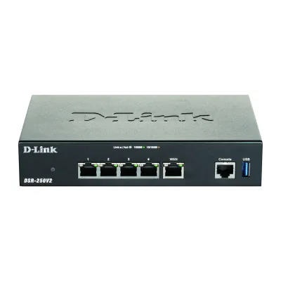 D-Link VPN Security Router DSR-250V2 | Gigabit Multi-WAN | 3x LAN 2x WAN | VPN IPSec PPTP L2TP | Firewall | USB 3.0
