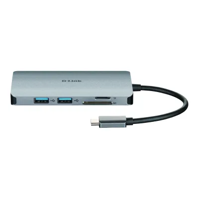 D-Link USB-C Hub DUB-M810 | 8-in-1 USB 3.0 | HDMI 4K | Gigabit Ethernet | SD/microSD | 100W Power Delivery | Grau