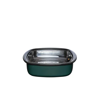 Riess Dampfgarer 0114-007 | 3-teilig | 28x28 cm | Emaille | Glasdeckel | Induktion | quadratisch | teal