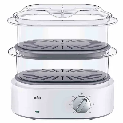 Braun Dampfgarer FS 5100 | 2 Dampfkörbe | 3,1l | 850W | BPA-frei | Timer | Reisschale | weiß