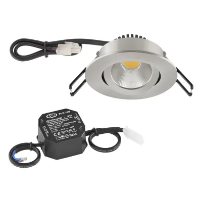 EVN LED Deckeneinbauleuchte PC20N61327 | 6W | 2700K warmweiß | 575lm | schwenkbar | Ø68mm Einbaudurchmesser | Edelstahl