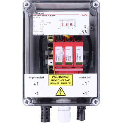 DEHN Generatoranschlusskasten DCU 2 YPV 1100 1M 1S MC4 FM | DC-Stringbox 1 MPPT | Typ 2 Überspannungsschutz | IP65