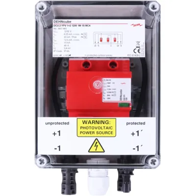 DEHN Generatoranschlusskasten DCU 2 YPV 1+2 1200 1M 1S MC4 900985 | DC-Stringbox PV 1200V | 40A | IP65