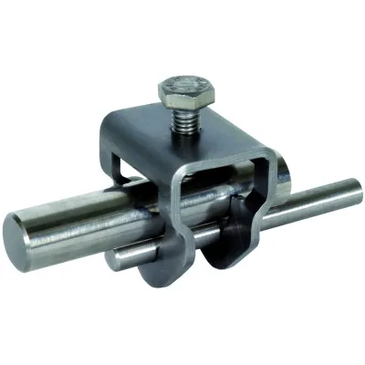 DEHN Anschlussklemme 630129 | Erder-Anschlussklemme V4A Edelstahl | D 20mm | für 10mm Rundleiter | bis 30mm Flachleiter