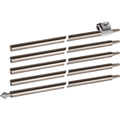 DEHN Tiefenerder Set D18014 | Erdungsstab Edelstahl V4A | 5x1m Ø20mm | DIN 18014 | Schlagspitze | Anschlussklemme