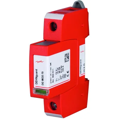 DEHN Überspannungsableiter DG S 75 | Typ 2 | 1-polig | 75V AC | 10kA | Hutschiene TH35 | TN/TN-C/TN-C-S/TN-S/TT | IP20