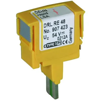 DEHN Überspannungsableiter DRL RE 48 907423 | Typ 3 Schutzstecker | LSA-Plus | 48V DC | 0,4A | 10kA | für Trennleisten