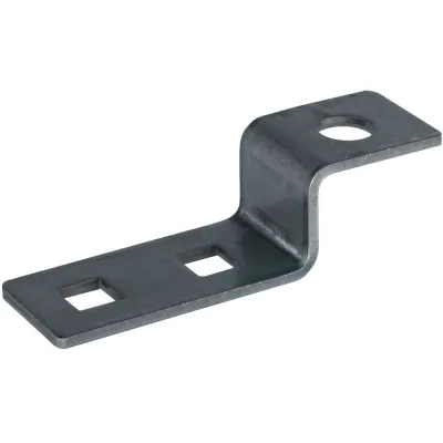 DEHN Endstück Z-Form 390479 | Edelstahl V2A | 100x30mm | 2 Vierkantlöcher 11mm | 1 Rundloch 13mm | unbehandelt