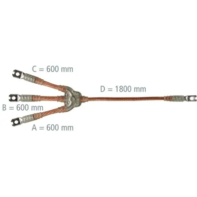 DEHN Erdungs- und Kurzschließseil EKV3+0 150 R V11E77B | 3-polig | 42kA | 150mm² Kupfer | 600/1800mm | Energieanlagen