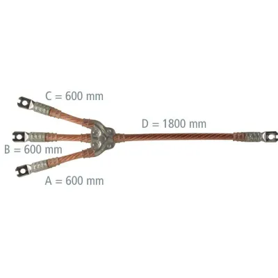 DEHN Erdungs- und Kurzschließseil EKV3+0 70 G VH95BZZ | 3-polig | 70mm² Kupfer | 19,5kA | 600/1800mm