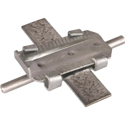 DEHN Keilverbinder 308001 | T-/Kreuz-/Parallelverbinder für Betonfundament | Rd 10mm | Fl 30-40mm | Stahl feuerverzinkt