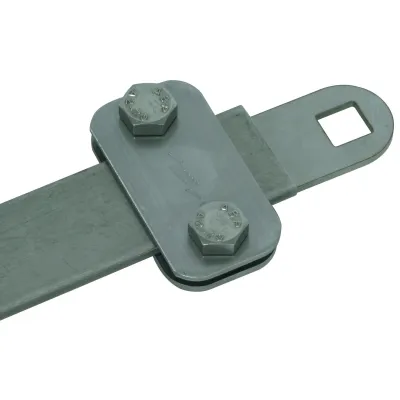 DEHN Klemmstück 380129 | Anschluss Flachmaterial an Stahlträger | Vierkantloch 11mm | Edelstahl V2A unbehandelt