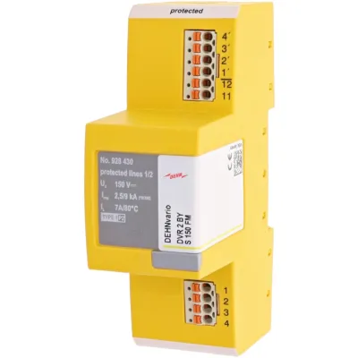DEHN Kombiableiter DVR 2 BY S 150 FM 928430 | Überspannungsschutz Hutschiene | 100-110V AC/DC | Push-in | IP20