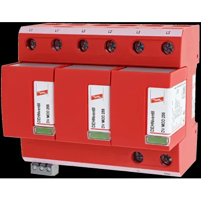 DEHNventil M TNC 255 FM | Kombiableiter Typ 1+2 | 3-polig | 75kA | 230V | TN-C | Hutschiene | Fernsignalisierung
