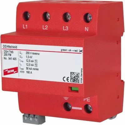 DEHN DSH TNS 255 FM Überspannungsschutz Typ 1+2 | 4-polig | 230V | 50kA | Hutschiene | Fernsignalisierung