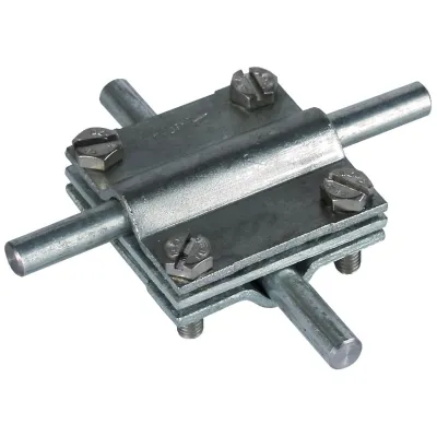 DEHN Kreuzverbinder 314310 | Kreuzstück DIN EN 62561-1 | 8-10 mm Rundleiter | 30 mm Flachleiter | Stahl feuerverzinkt